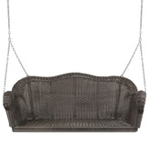 Hand Woven Resin Wicker Porch Swing With Chain - Chocolate Brown